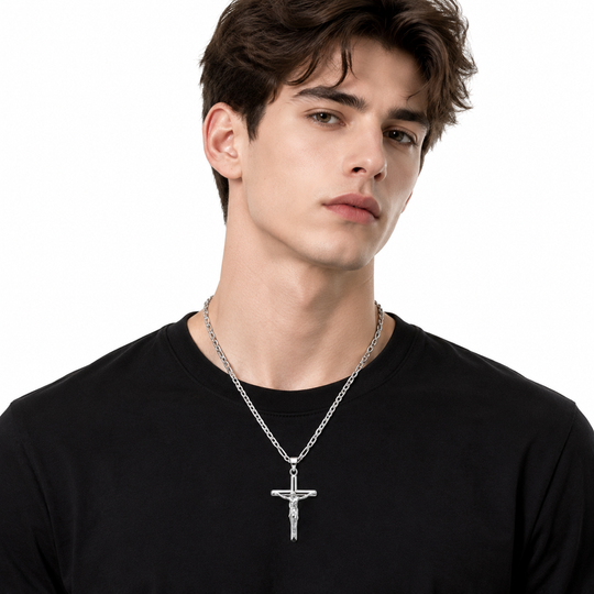 Portrait Cross Pendant Necklace for Men and Women