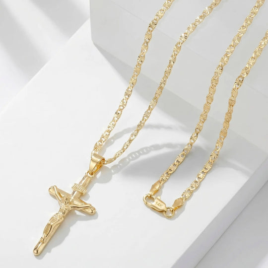 Portrait Cross Pendant Necklace for Men and Women