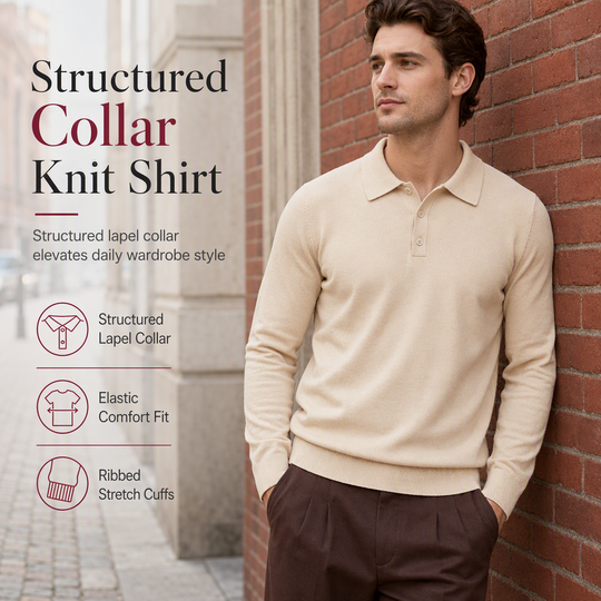 Men's Solid Color Long Sleeve Knit Shirt Pullover Sweater