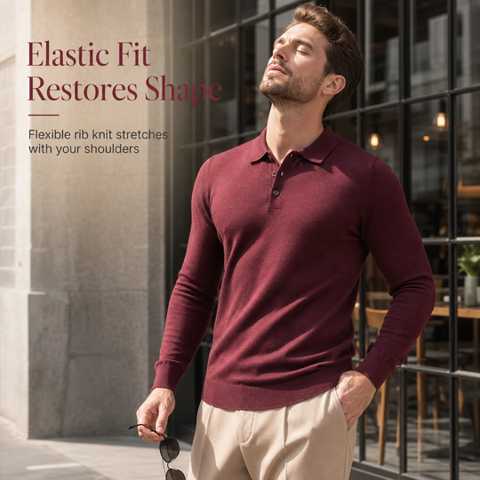 Men's Solid Color Long Sleeve Knit Shirt Pullover Sweater