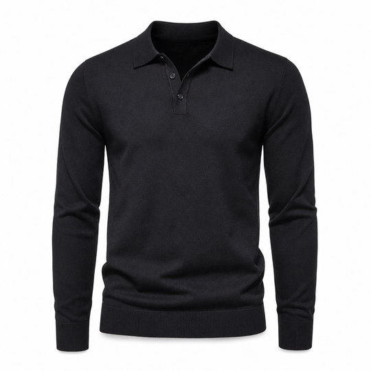 Men's Solid Color Long Sleeve Knit Shirt Pullover Sweater