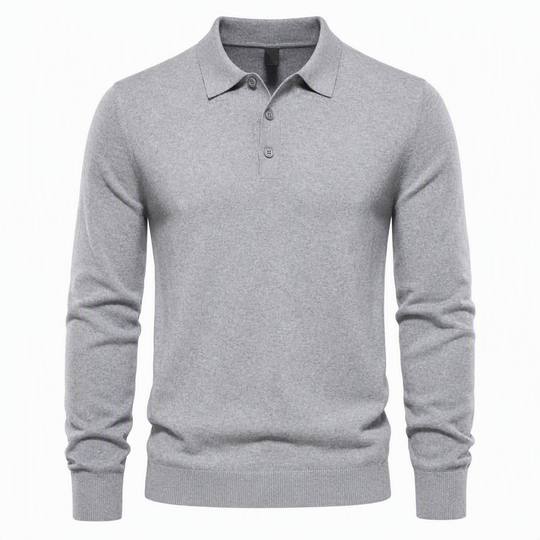 Men's Solid Color Long Sleeve Knit Shirt Pullover Sweater