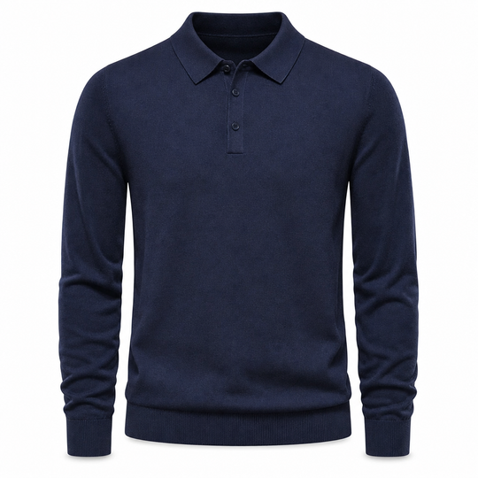 Men's Solid Color Long Sleeve Knit Shirt Pullover Sweater