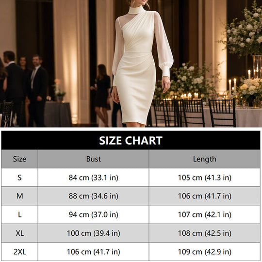🌸 Clean Neckline, Sheer Mesh Accent | Women's Mock Neck Mesh Bodycon Dress
