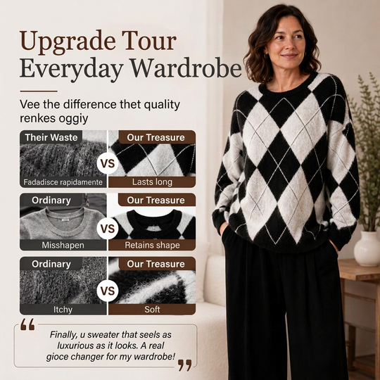⏰ Last Day of Sale – 50% OFF ✨Women's Comfortable Knitted Sweater with Retro Argyle Pattern