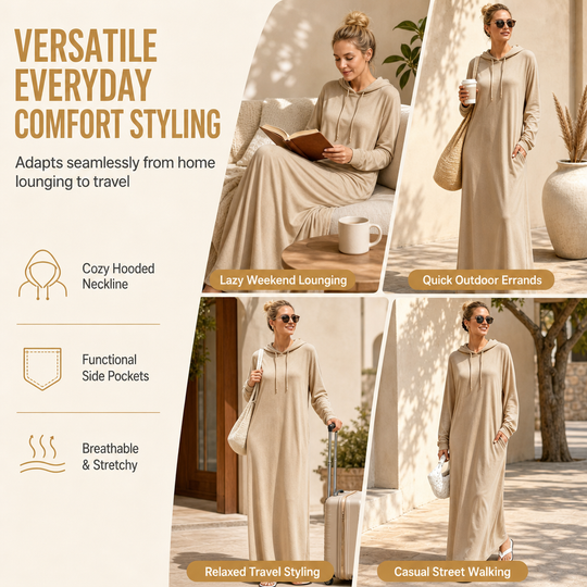 Women's Solid Color Casual Hooded Dress