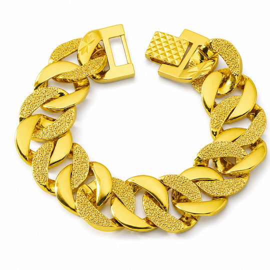 🔥🖤Black Friday Sale🖤📢⌚ Men's Vietnamese Sand-Gold Style Bracelet – Matte Sandblasted Finish & Watch Clasp💎