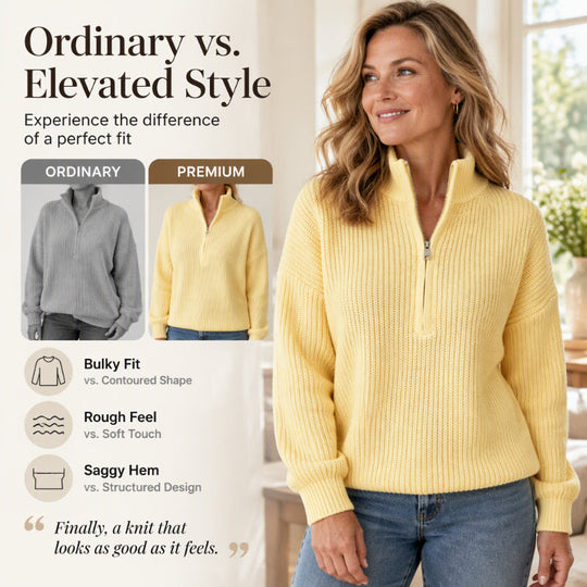 Women's Stand Collar Half-Zip Knit Sweater