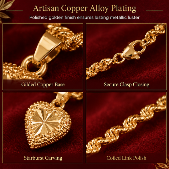 🌸🖤Black Friday Sale🖤 🌸Retro Heart Shaped for Women Copper Alloy Imitation Gold Clavicle Chain Jewelry