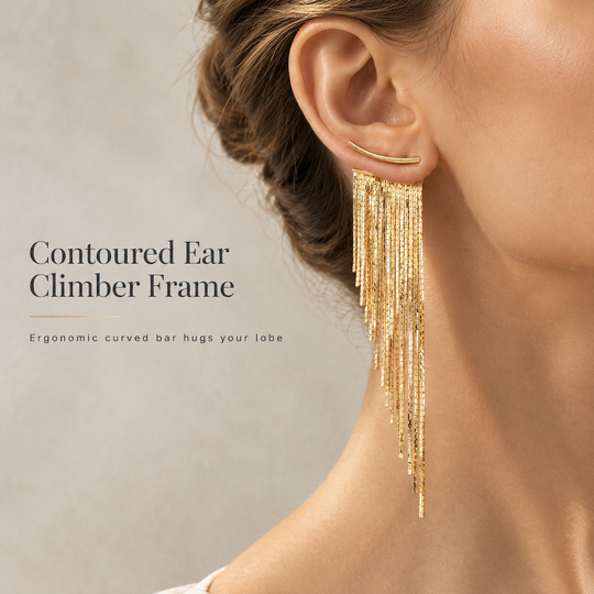 ✨ Sculpted Gold Tassel Earrings – Weightless, Bold & Pain-Free