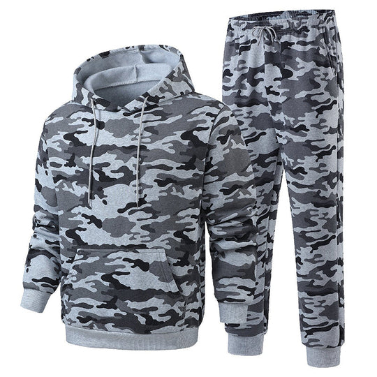 Men's Plush-Lined Camouflage Hoodie & Pants Set