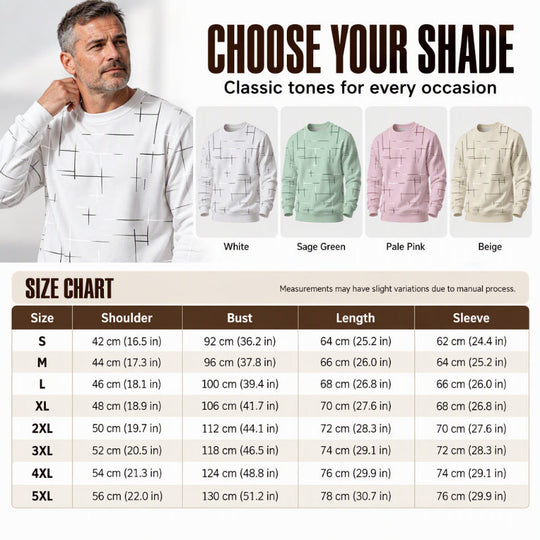 Men's Casual Crewneck Line Print Sweatshirt