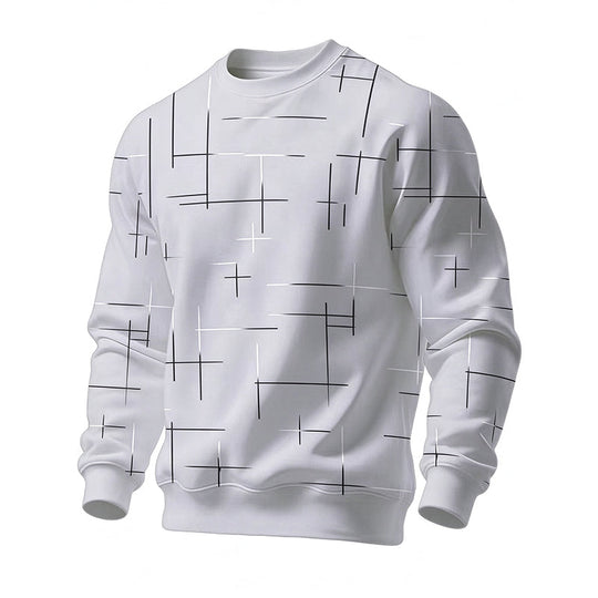 Men's Casual Crewneck Line Print Sweatshirt