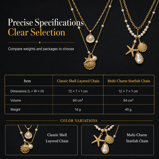 📢📢 🖤Black Friday Sale🖤🐚 Layered Starfish & Shell Necklace – Pearl Accents & Coastal Charm for Beach Days and Everyday Style