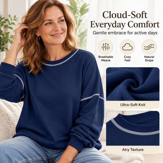 👕 Relaxed Easy Comfort, Clean Neckline | Women's Casual Loose Crewneck Sweatshirt