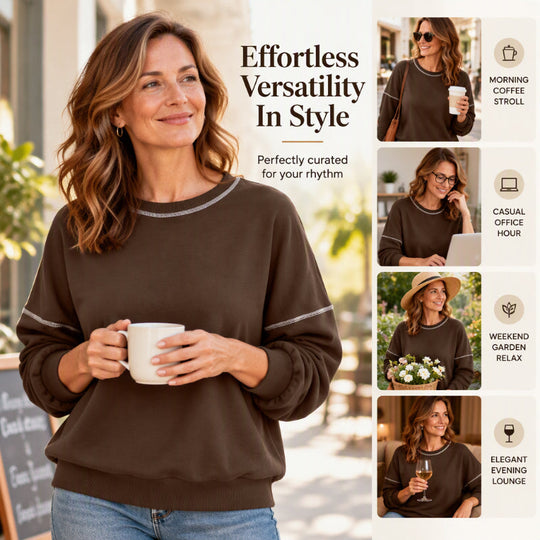 👕 Relaxed Easy Comfort, Clean Neckline | Women's Casual Loose Crewneck Sweatshirt