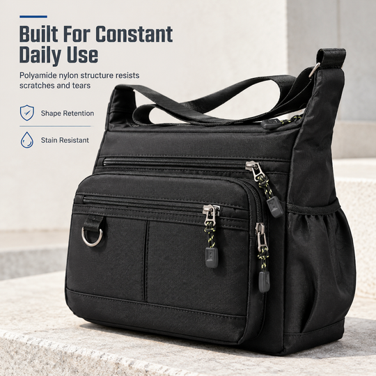 Men's Large Capacity Crossbody Bag Durable Multi Pocket Business Casual Shoulder Bag