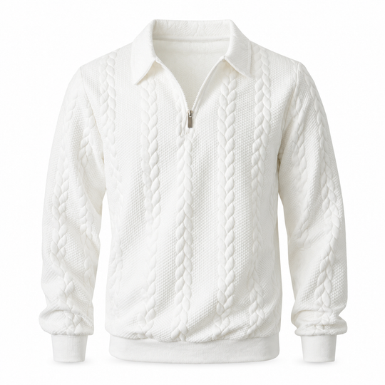 🧶 Refined Woven Texture, Easy Layered Comfort | Men's Casual Jacquard Knit Pullover