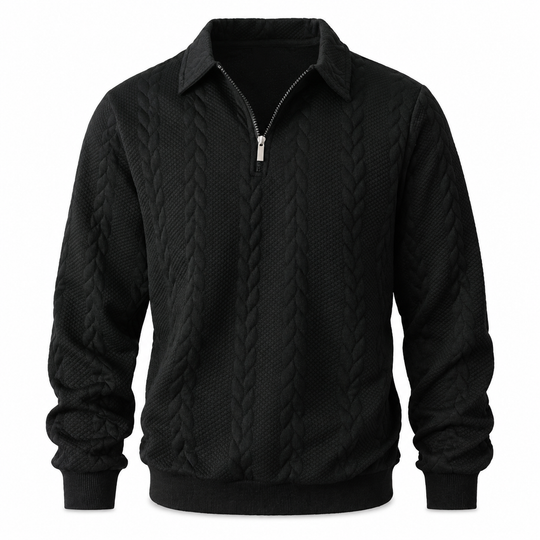 🧶 Refined Woven Texture, Easy Layered Comfort | Men's Casual Jacquard Knit Pullover