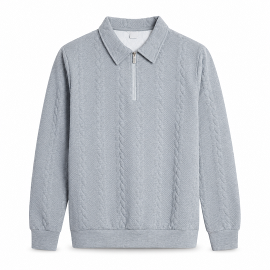 🧶 Refined Woven Texture, Easy Layered Comfort | Men's Casual Jacquard Knit Pullover