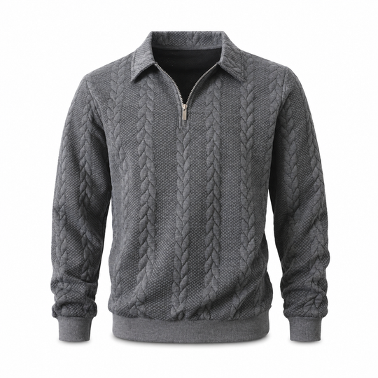 🧶 Refined Woven Texture, Easy Layered Comfort | Men's Casual Jacquard Knit Pullover