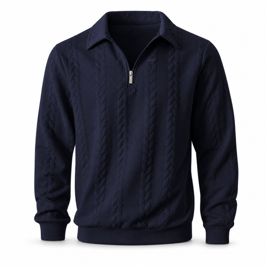 🧶 Refined Woven Texture, Easy Layered Comfort | Men's Casual Jacquard Knit Pullover