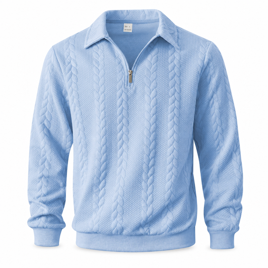 🧶 Refined Woven Texture, Easy Layered Comfort | Men's Casual Jacquard Knit Pullover