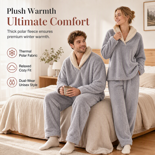 ✨ Men & Women's Sherpa Pajama Set: Thick, Double-Sided Plush & Cloud Soft ☁️