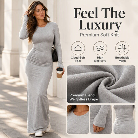 Women's Long Sleeve Slim-Fit Fishtail Maxi Dress