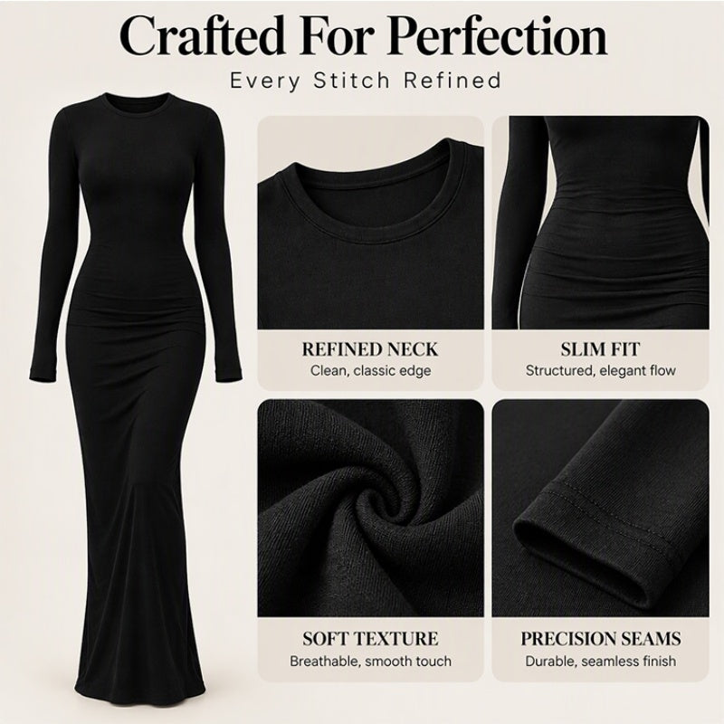 Women's Long Sleeve Slim-Fit Fishtail Maxi Dress