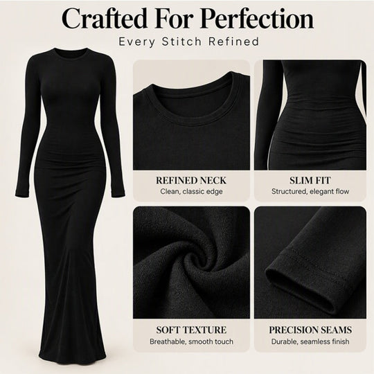 Women's Long Sleeve Slim-Fit Fishtail Maxi Dress