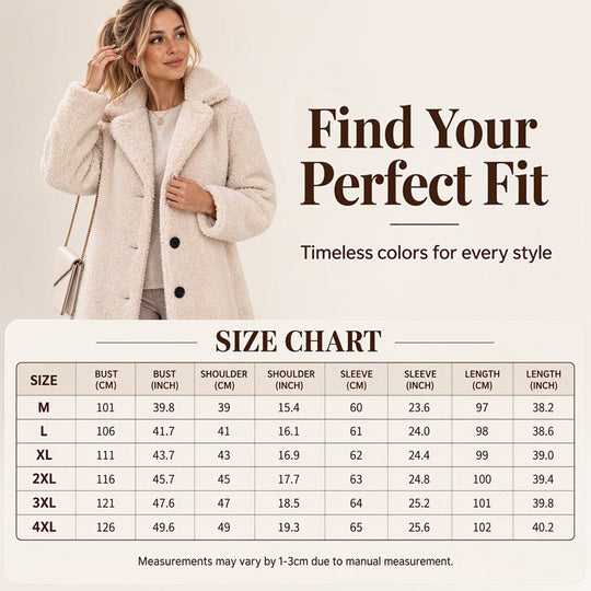 Women's Warm Plush Button-Down Lapel Coat