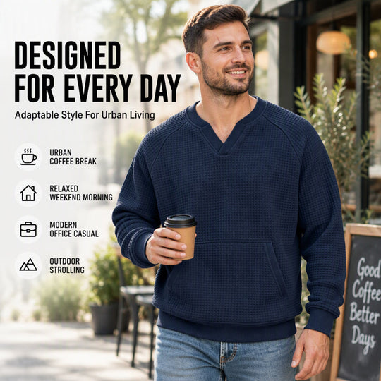 Men's Casual Waffle Knit Sweatshirt