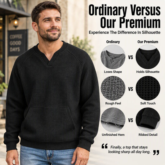 Men's Casual Waffle Knit Sweatshirt