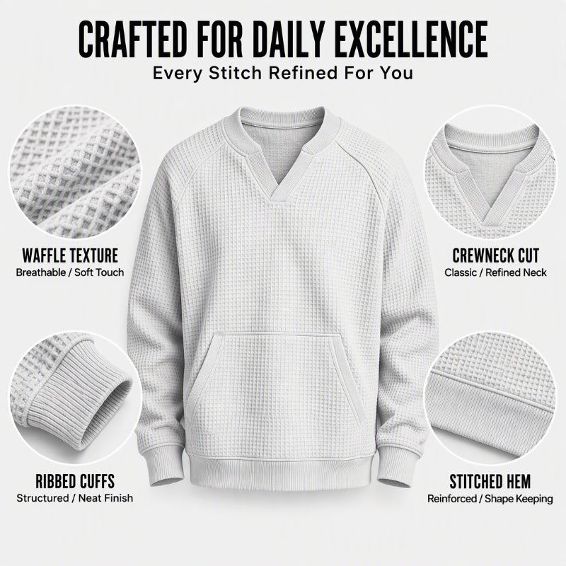 Men's Casual Waffle Knit Sweatshirt