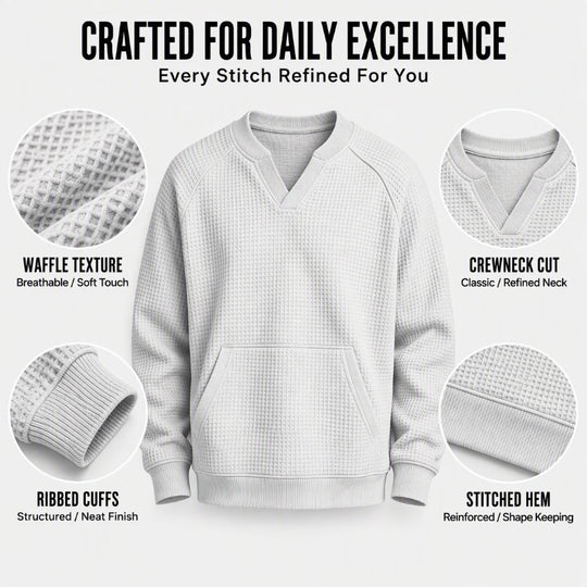 Men's Casual Waffle Knit Sweatshirt