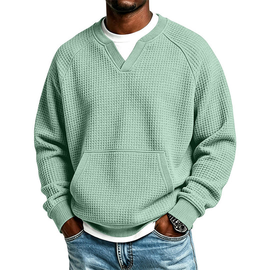 Men's Casual Waffle Knit Sweatshirt