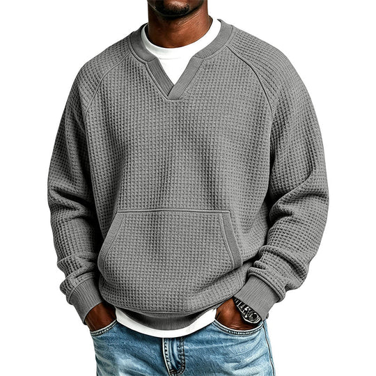 Men's Casual Waffle Knit Sweatshirt