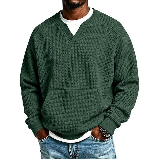 Men's Casual Waffle Knit Sweatshirt