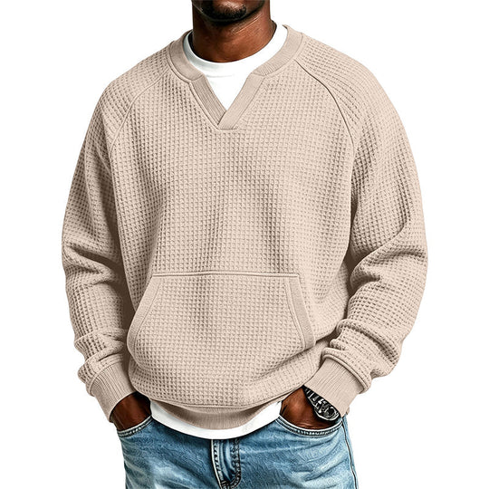 Men's Casual Waffle Knit Sweatshirt
