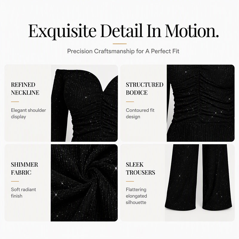 ✨ Elegant Shoulder Line, Eye-Catching Shine | Women's Chic Off-Shoulder Sequined Jumpsuit