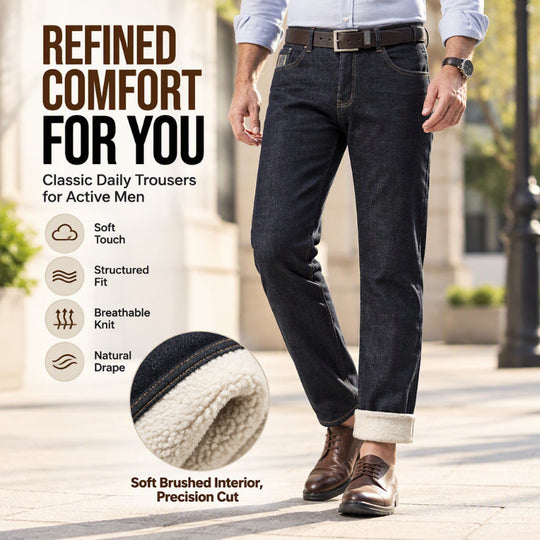 👖 Toasty Warmth, Clean Straight-Line Fit | Men's Winter Straight Fit Thermal Jeans