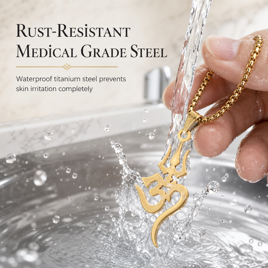 🔱 Stainless Steel Shiva Trishula Om Symbol Amulet – A Meaningful Hindu-Inspired Jewellery Piece for Everyday Wear & Gifting ✨