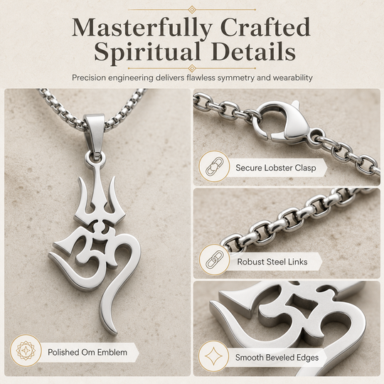 🔱 Stainless Steel Shiva Trishula Om Symbol Amulet – A Meaningful Hindu-Inspired Jewellery Piece for Everyday Wear & Gifting ✨