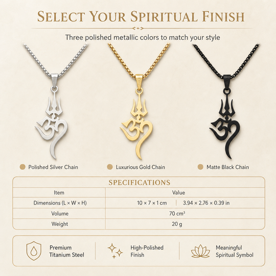 🔱 Stainless Steel Shiva Trishula Om Symbol Amulet – A Meaningful Hindu-Inspired Jewellery Piece for Everyday Wear & Gifting ✨