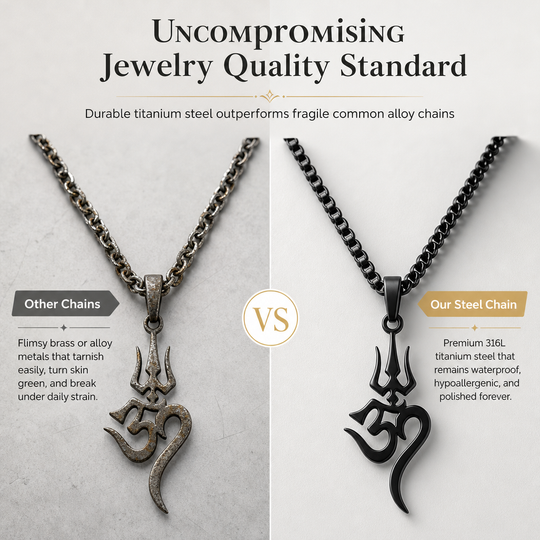 🔱 Stainless Steel Shiva Trishula Om Symbol Amulet – A Meaningful Hindu-Inspired Jewellery Piece for Everyday Wear & Gifting ✨