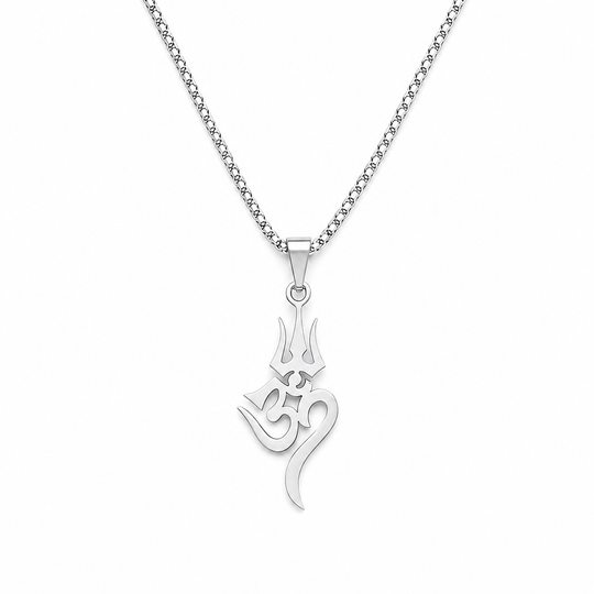 🔱 Stainless Steel Shiva Trishula Om Symbol Amulet – A Meaningful Hindu-Inspired Jewellery Piece for Everyday Wear & Gifting ✨