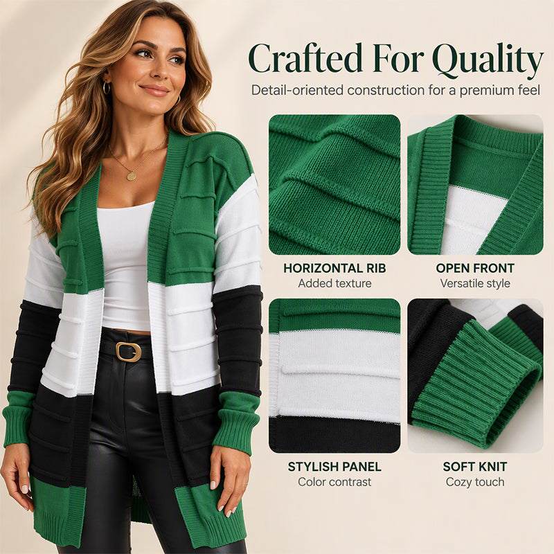 💚Women's Color-Block Open Front Knit Cardigan Sweater
