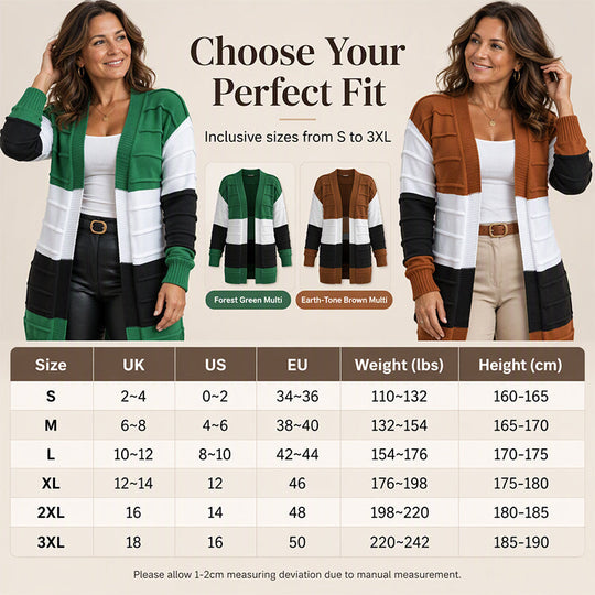 💚Women's Color-Block Open Front Knit Cardigan Sweater