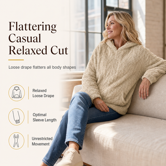 Women's Loose Fit Pullover Jacquard Hooded Plush Hoodie for Autumn and Winter